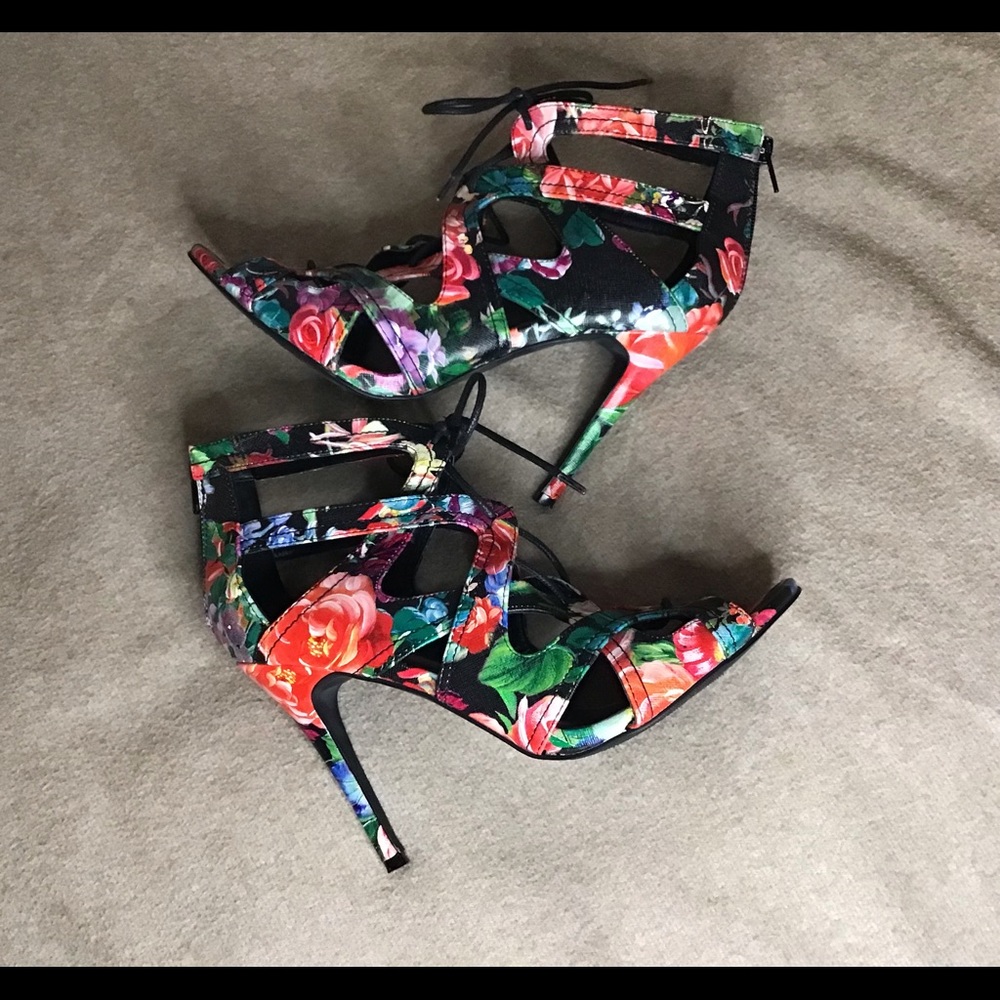 (#32) Madden Girl Dita Floral High Heel Sandals